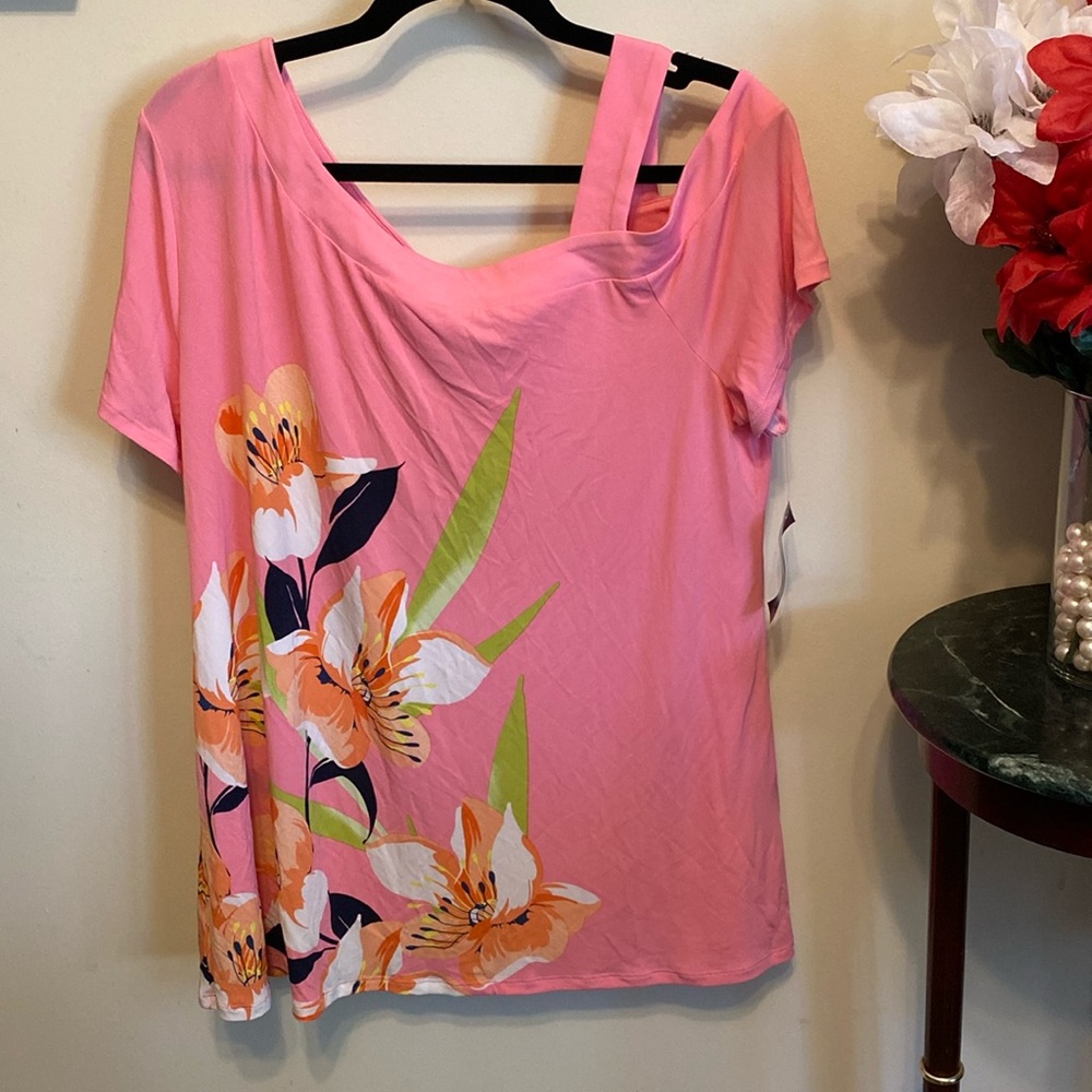 NWT JM COLLECTION Island Breeze Pullover Top Sz L. Soft & Silky. Beautiful.